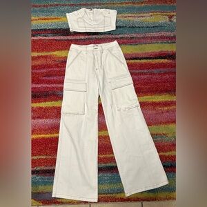 NWOT Fashion Nova White Denim 2 Piece Set